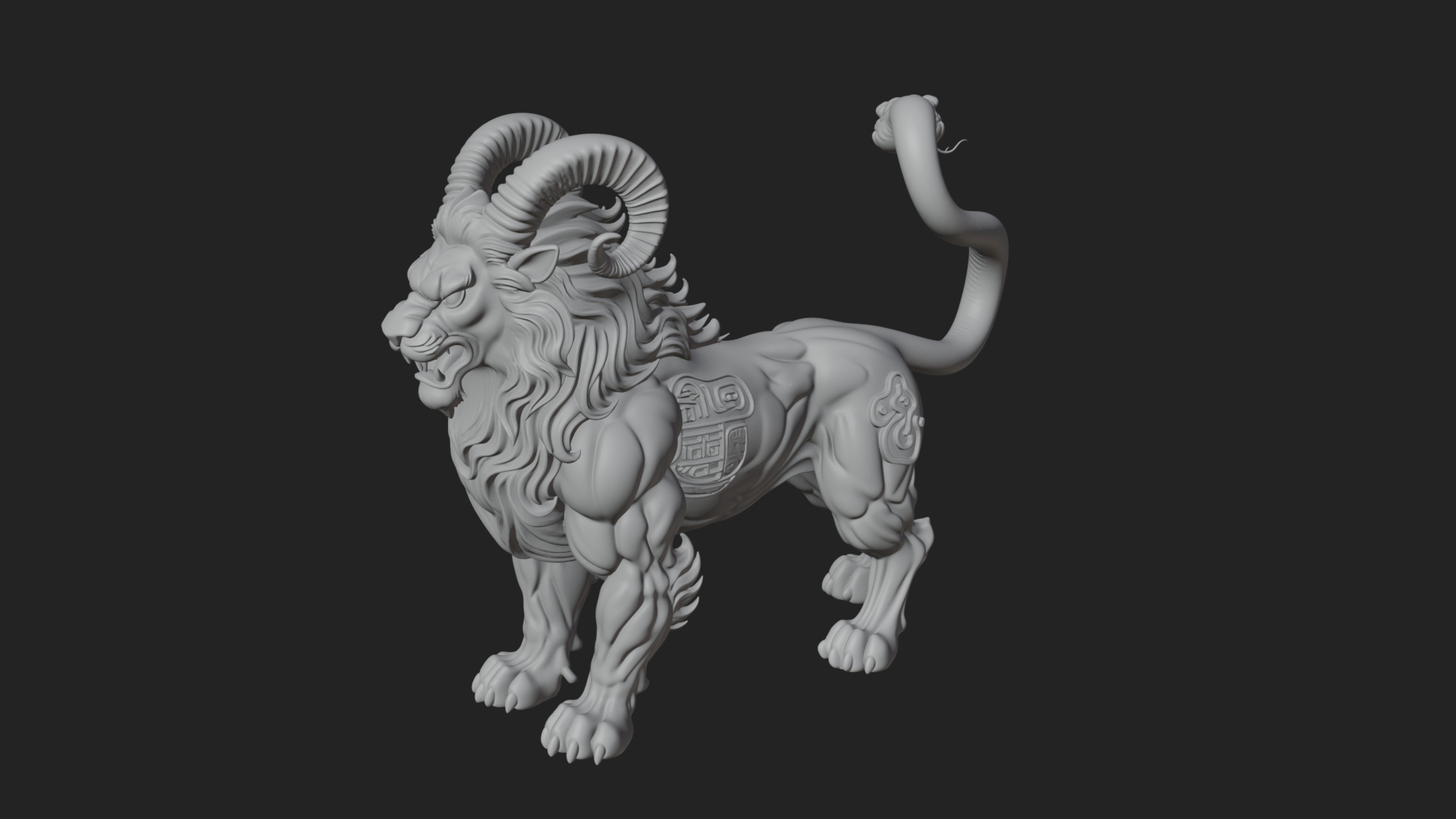 Chimera Mythical Beast Statue Design 9 3D Print Model 3D Model