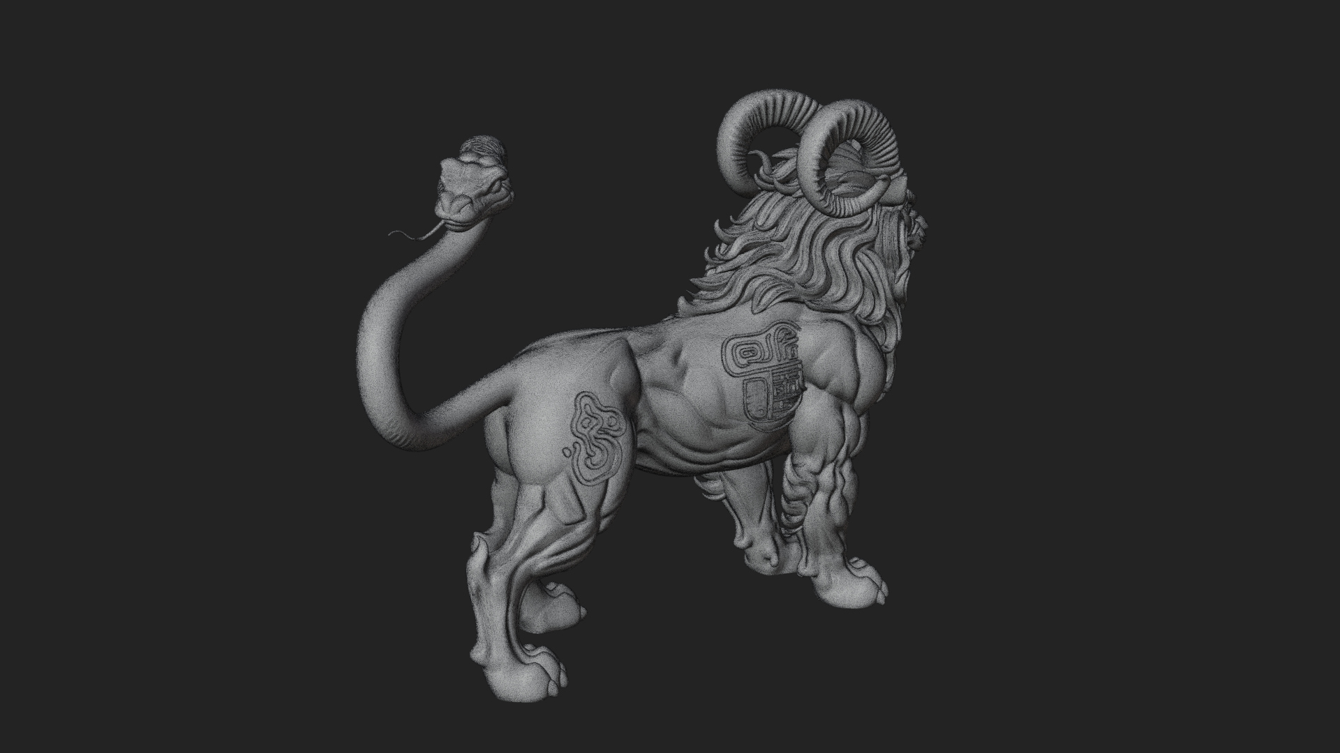Chimera Mythical Beast Statue Design 9 3D Print Model 3D Model