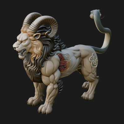 Chimera Mythical Beast Statue Design 9 3D Print Model