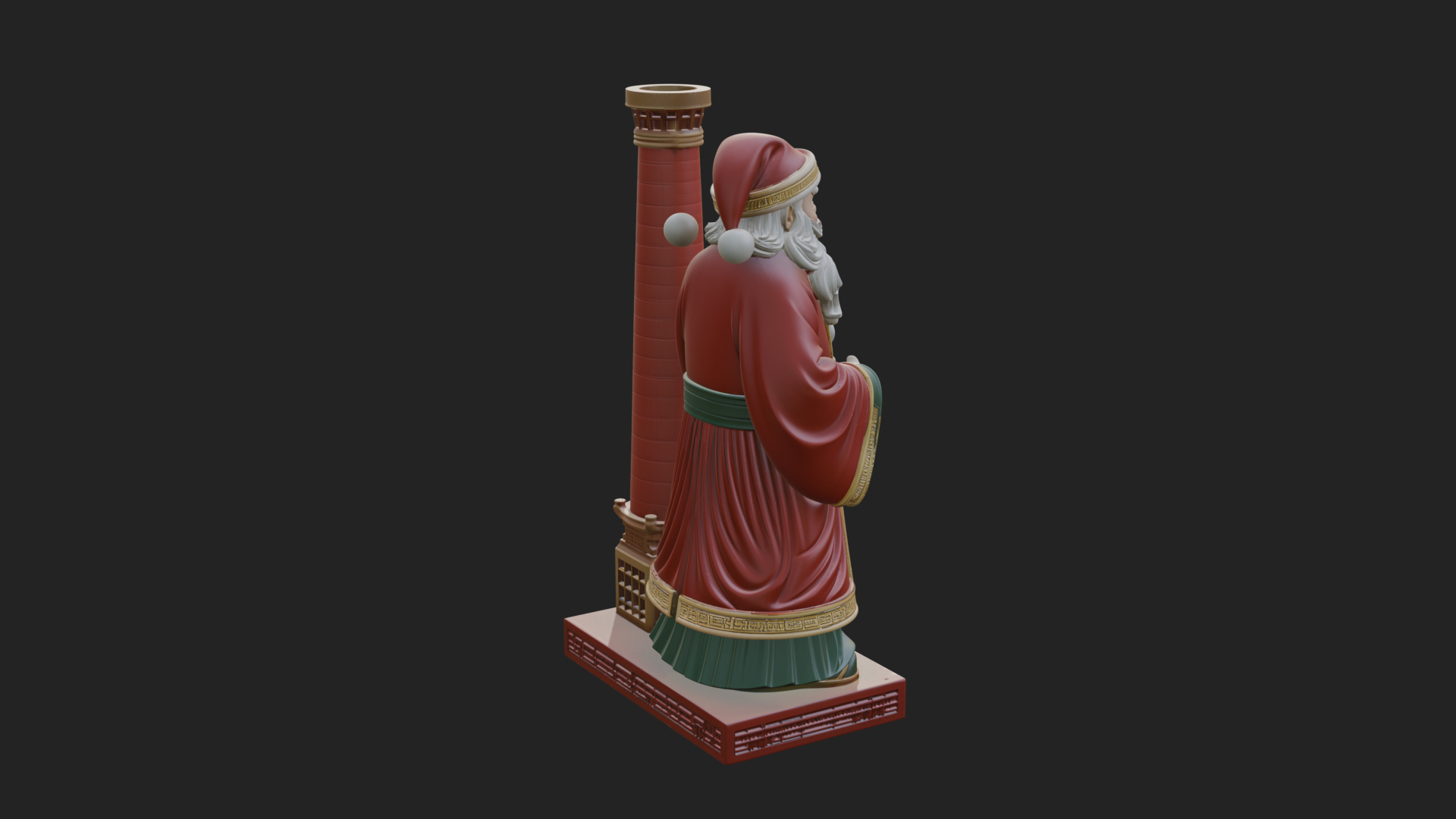 Chimney Side Santa Statue Design 1 3D Print Model 3D Model