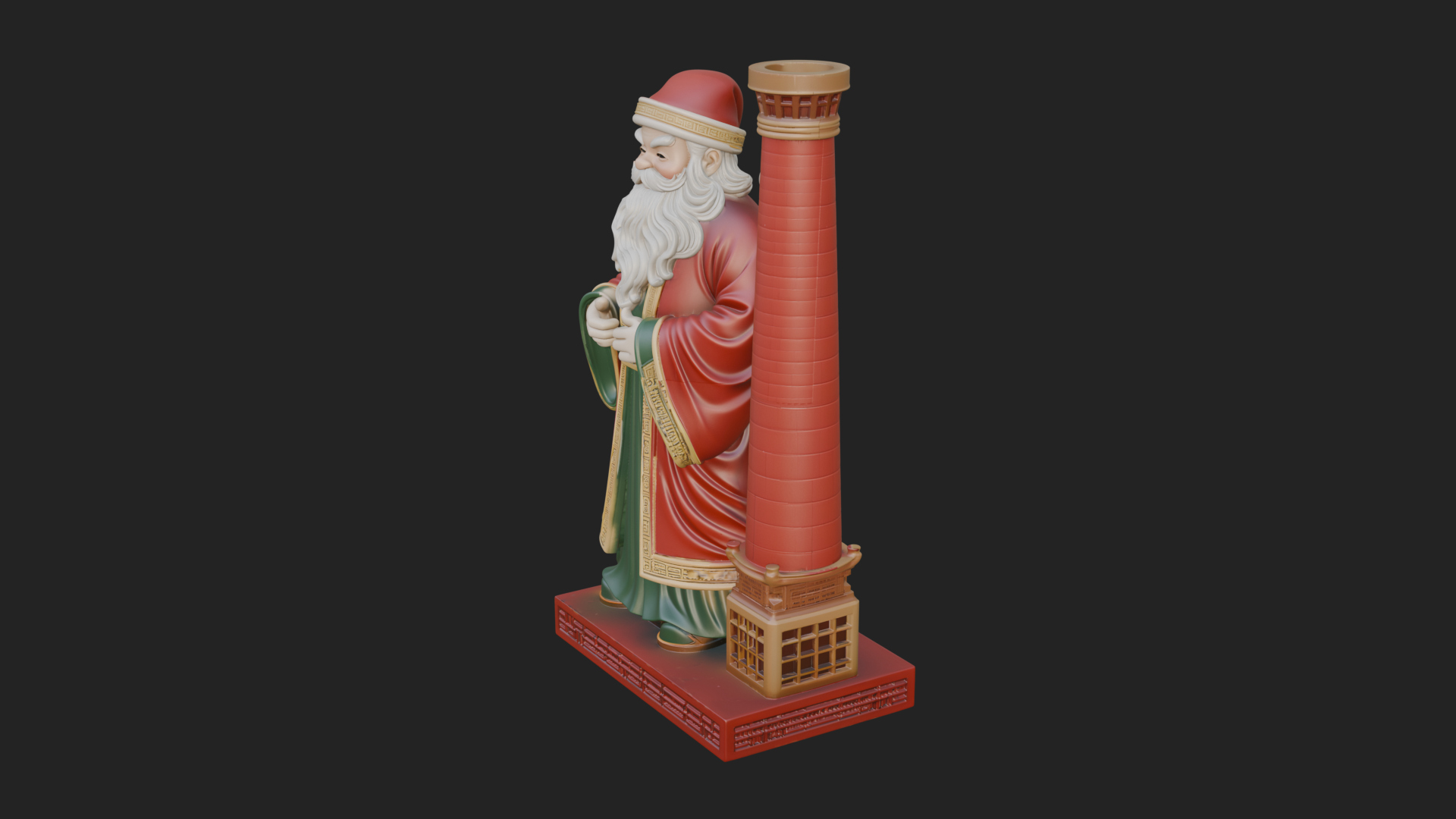 Chimney Side Santa Statue Design 1 3D Print Model 3D Model