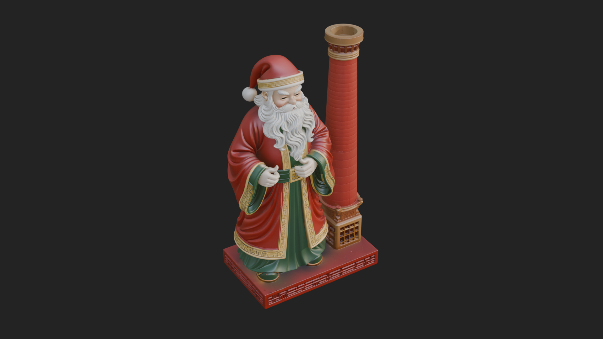 Chimney Side Santa Statue Design 1 3D Print Model 3D Model