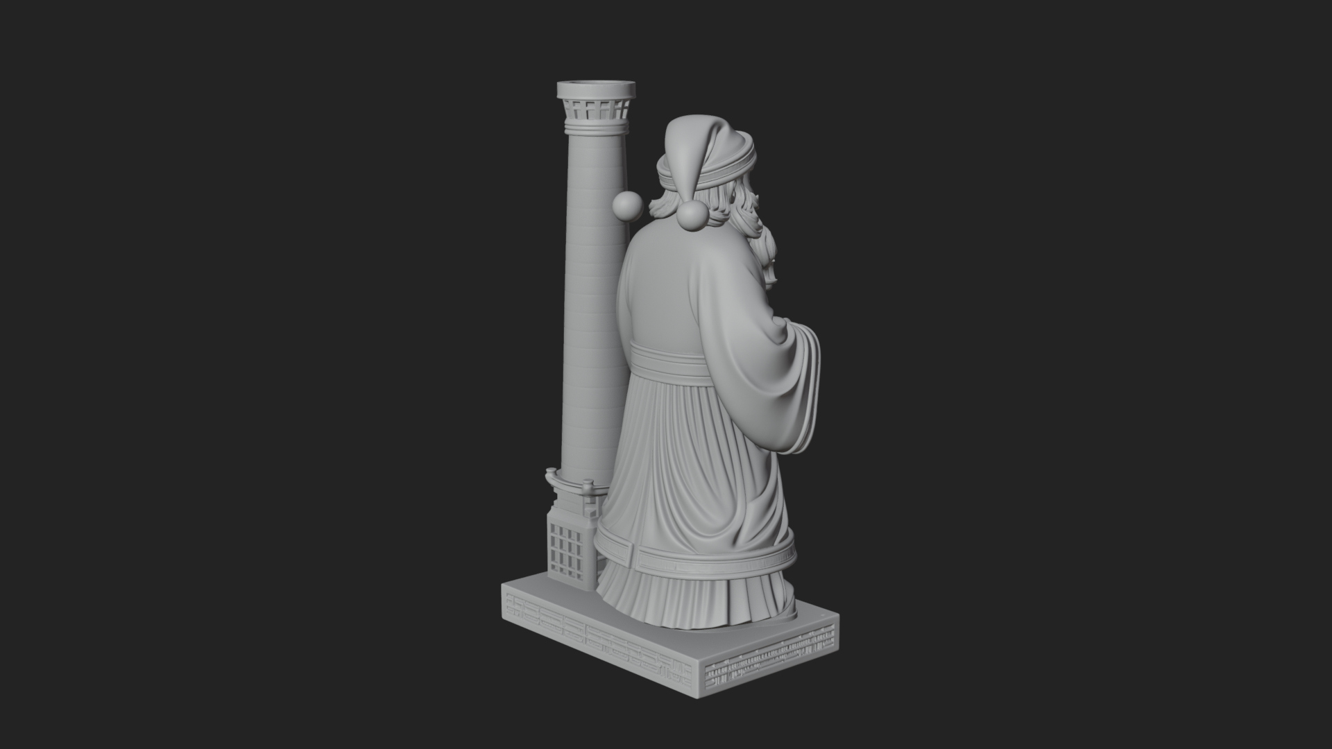 Chimney Side Santa Statue Design 1 3D Print Model 3D Model
