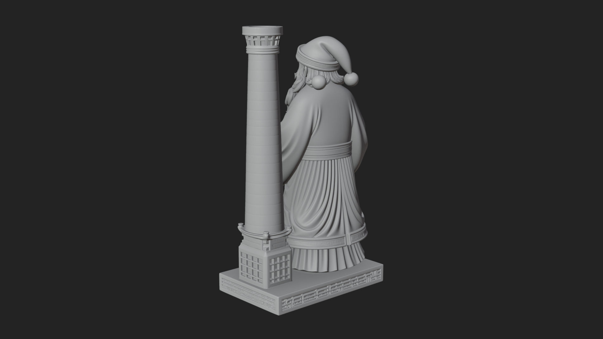 Chimney Side Santa Statue Design 1 3D Print Model 3D Model