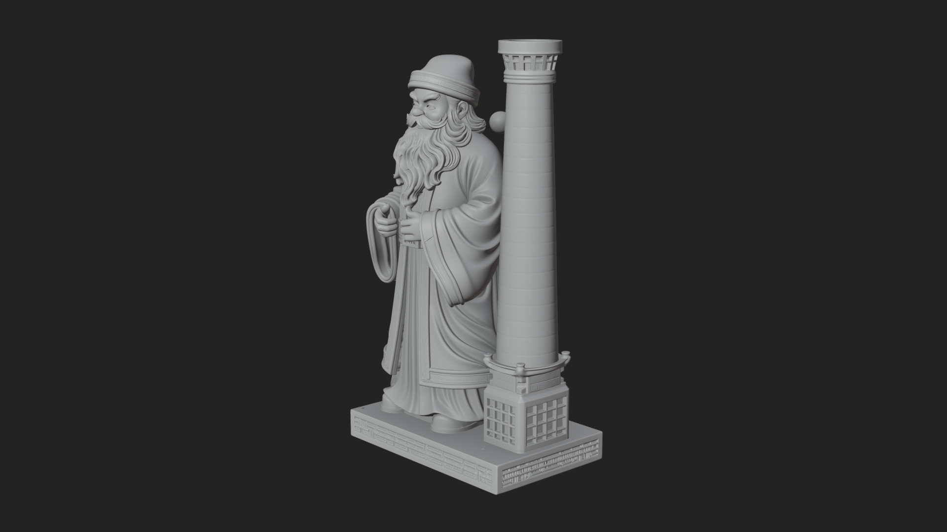 Chimney Side Santa Statue Design 1 3D Print Model 3D Model