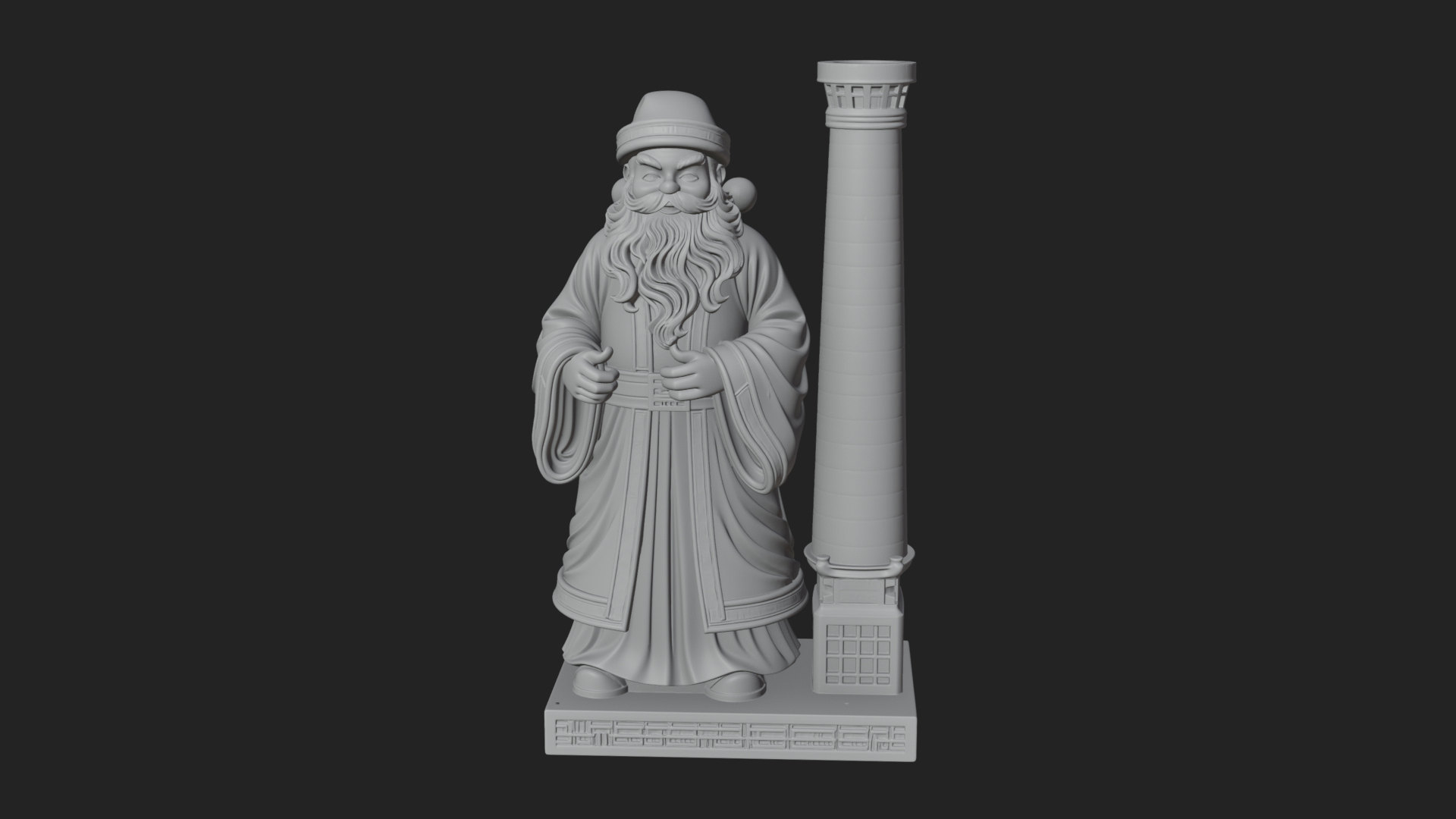 Chimney Side Santa Statue Design 1 3D Print Model 3D Model