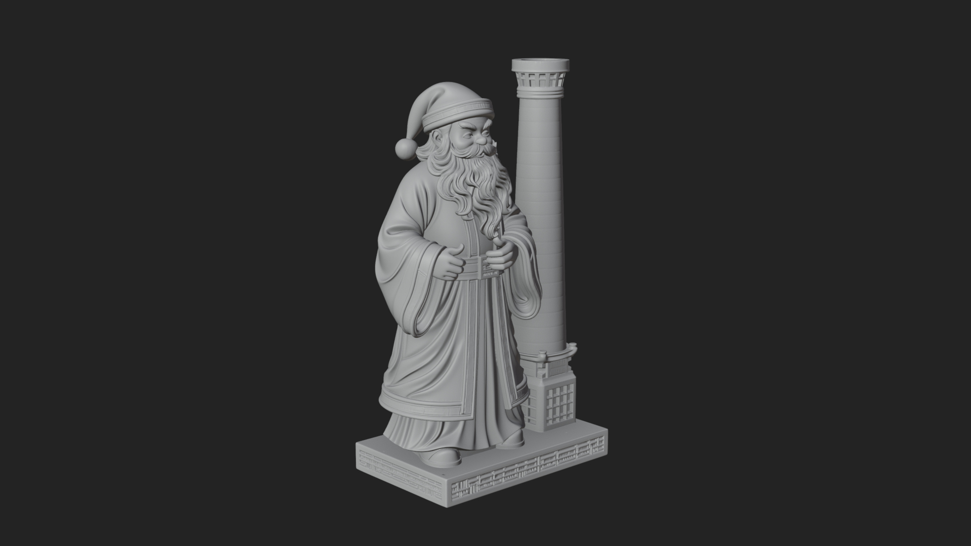 Chimney Side Santa Statue Design 1 3D Print Model 3D Model