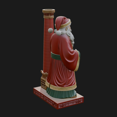 Chimney Side Santa Statue Design 1 3D Print Model