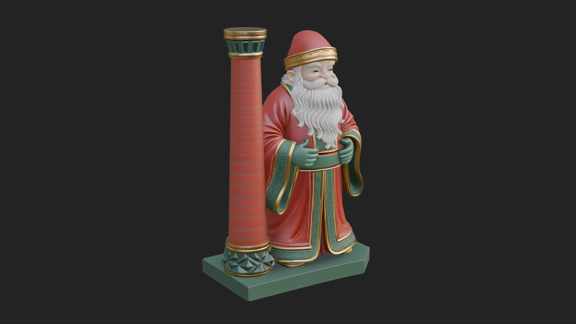 Chimney Side Santa Statue Design 2 3D Print Model 3D Model
