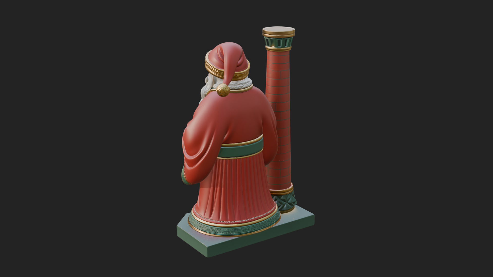 Chimney Side Santa Statue Design 2 3D Print Model 3D Model