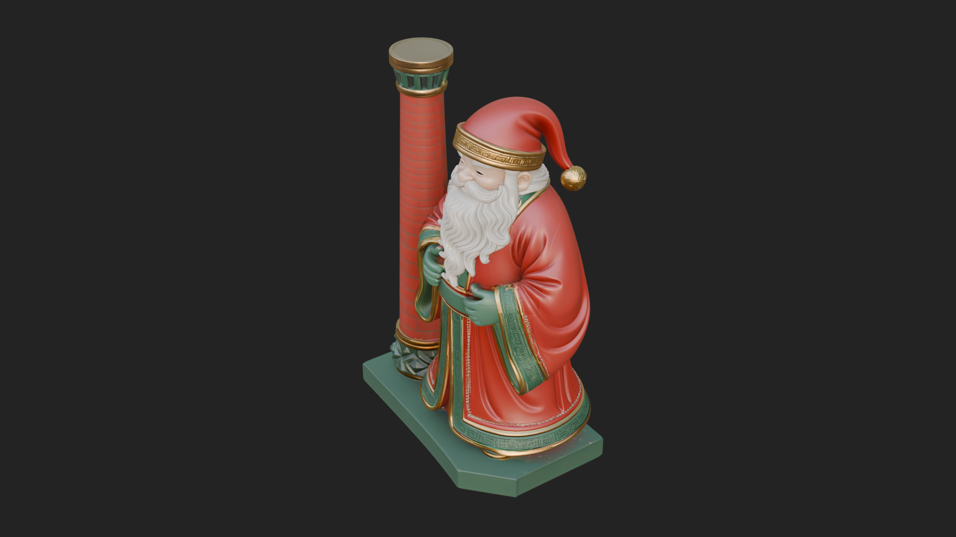 Chimney Side Santa Statue Design 2 3D Print Model 3D Model