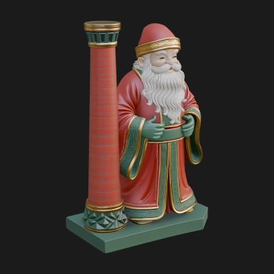 Chimney Side Santa Statue Design 2 3D Print Model