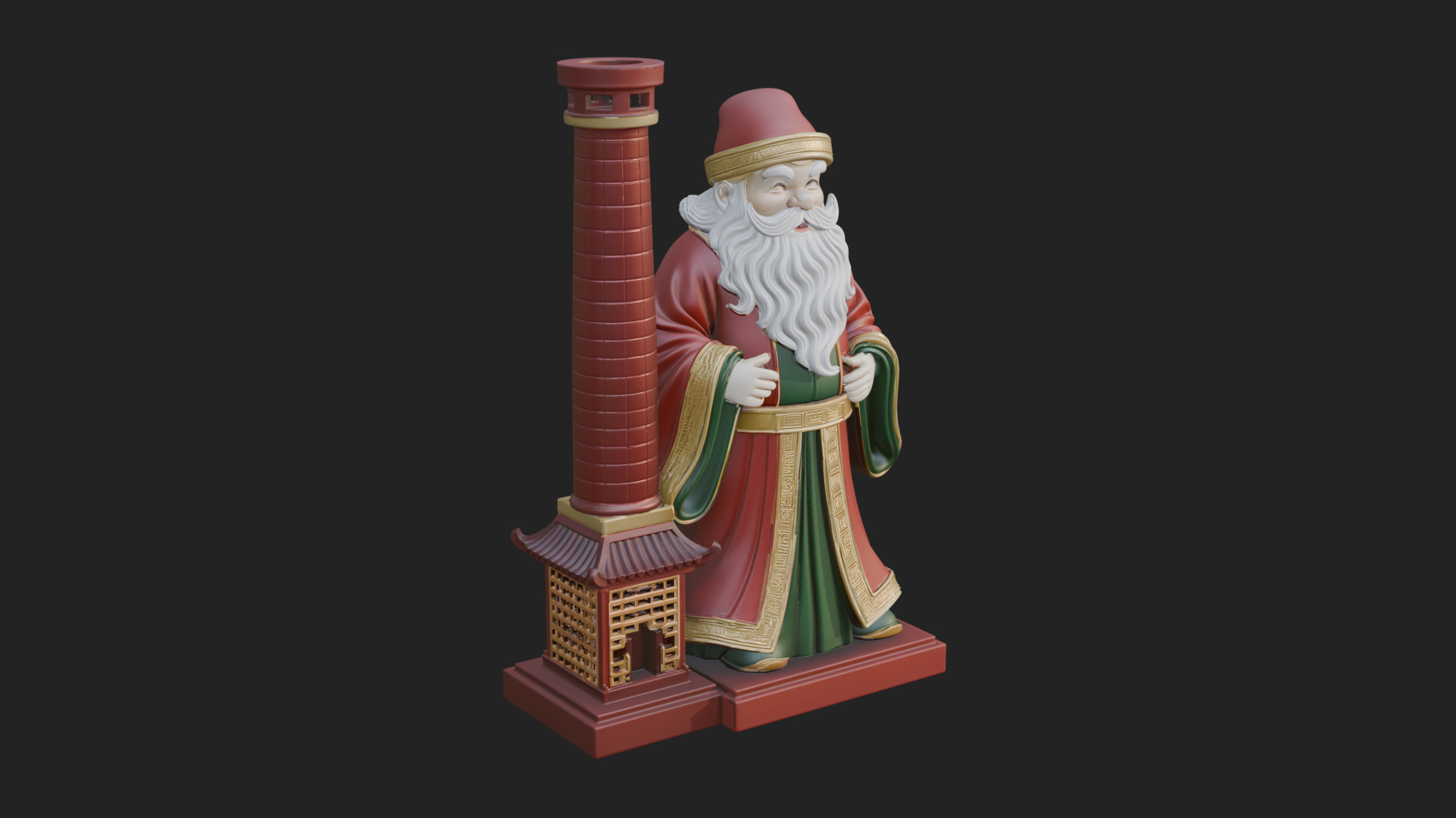 Chimney Side Santa Statue Design 3 3D Print Model 3D Model