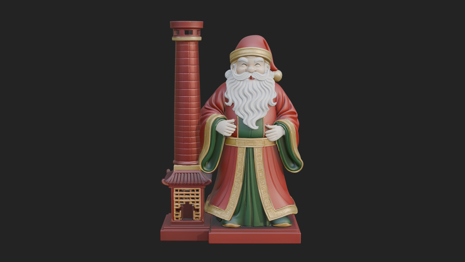 Chimney Side Santa Statue Design 3 3D Print Model 3D Model