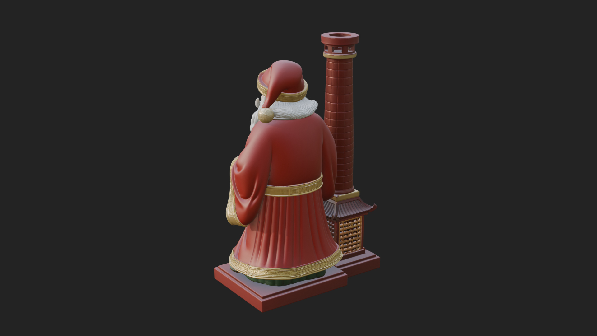 Chimney Side Santa Statue Design 3 3D Print Model 3D Model