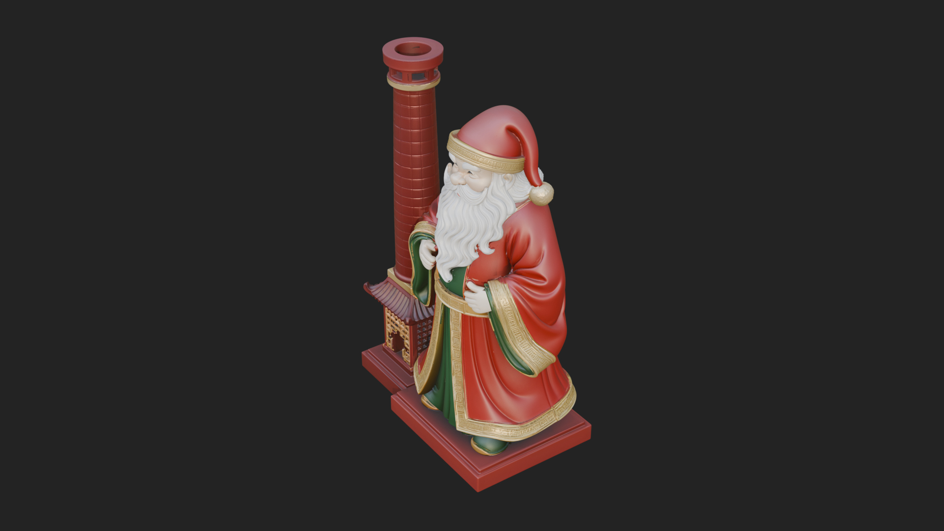 Chimney Side Santa Statue Design 3 3D Print Model 3D Model