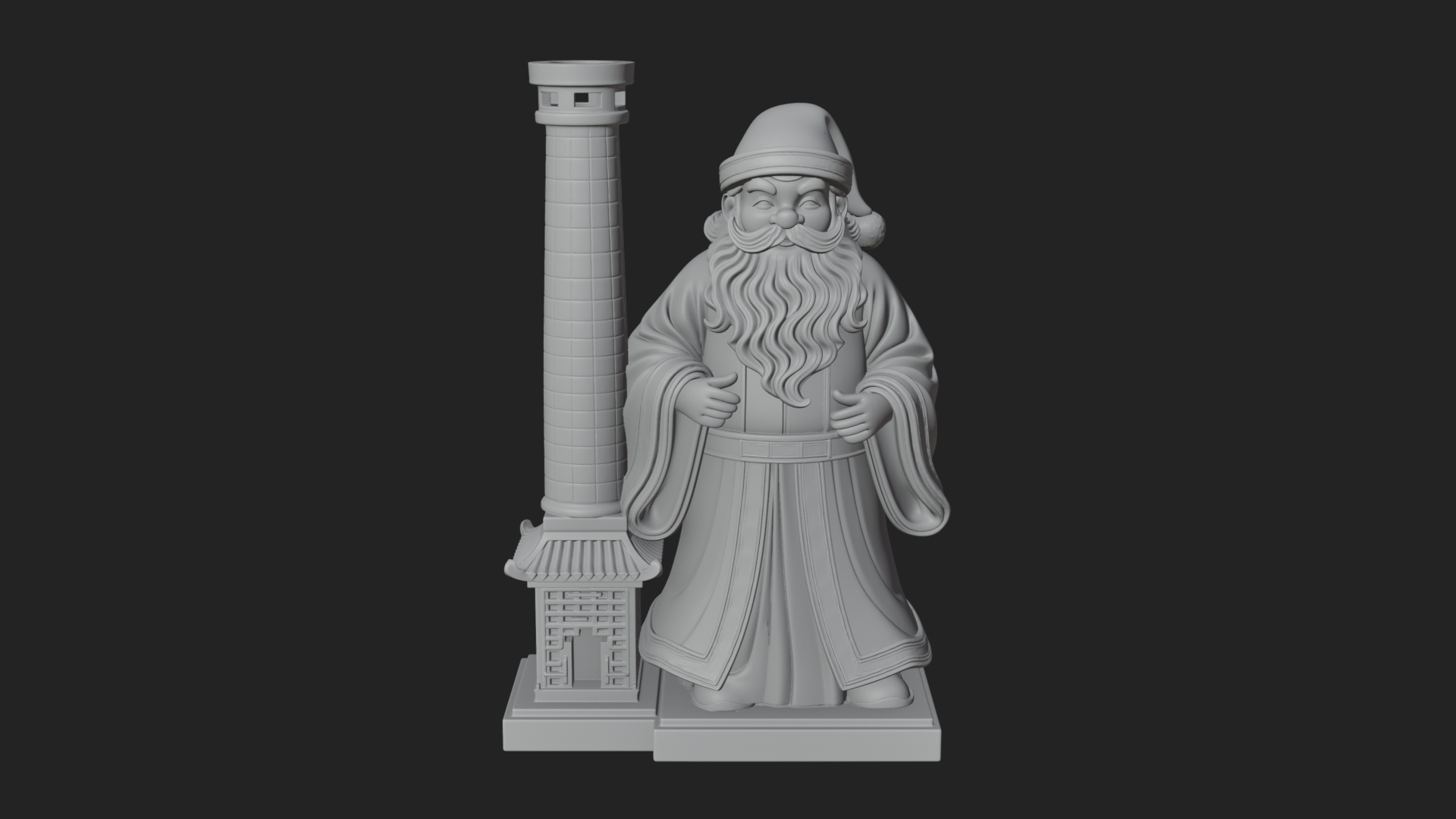 Chimney Side Santa Statue Design 3 3D Print Model 3D Model