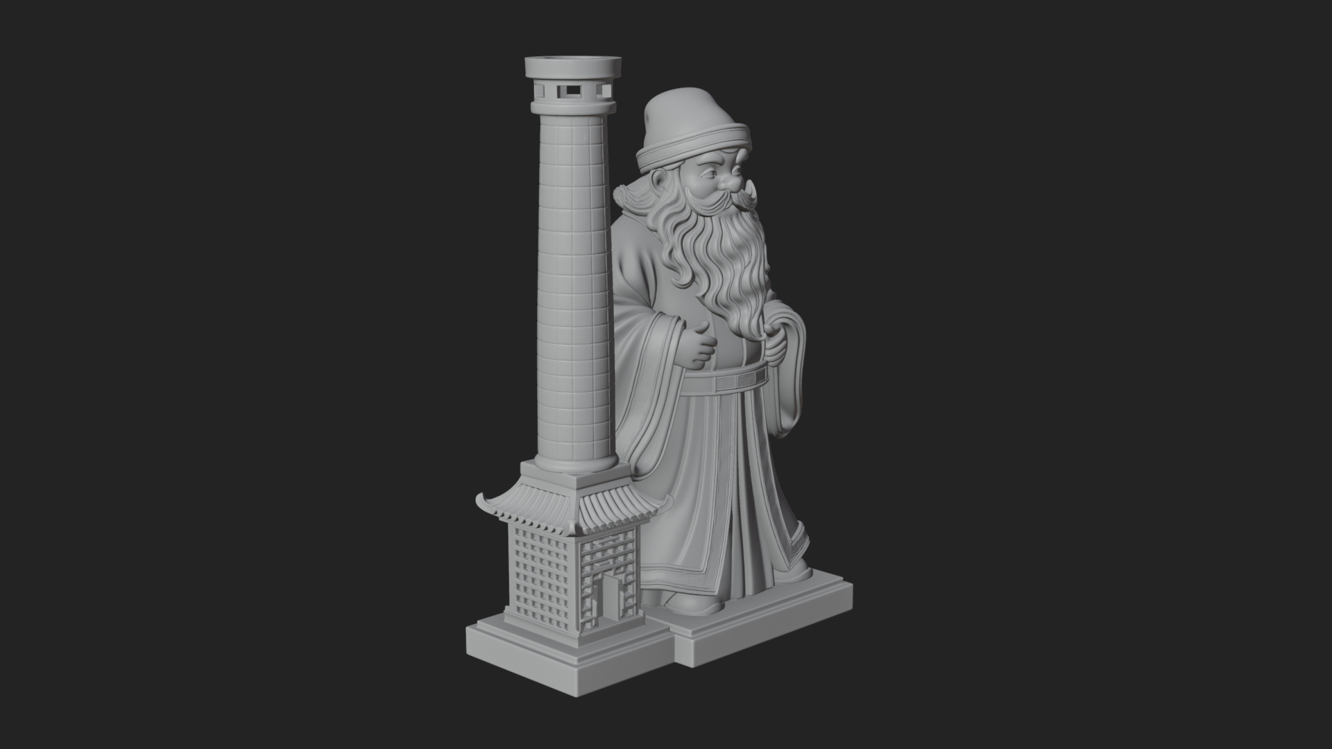 Chimney Side Santa Statue Design 3 3D Print Model 3D Model