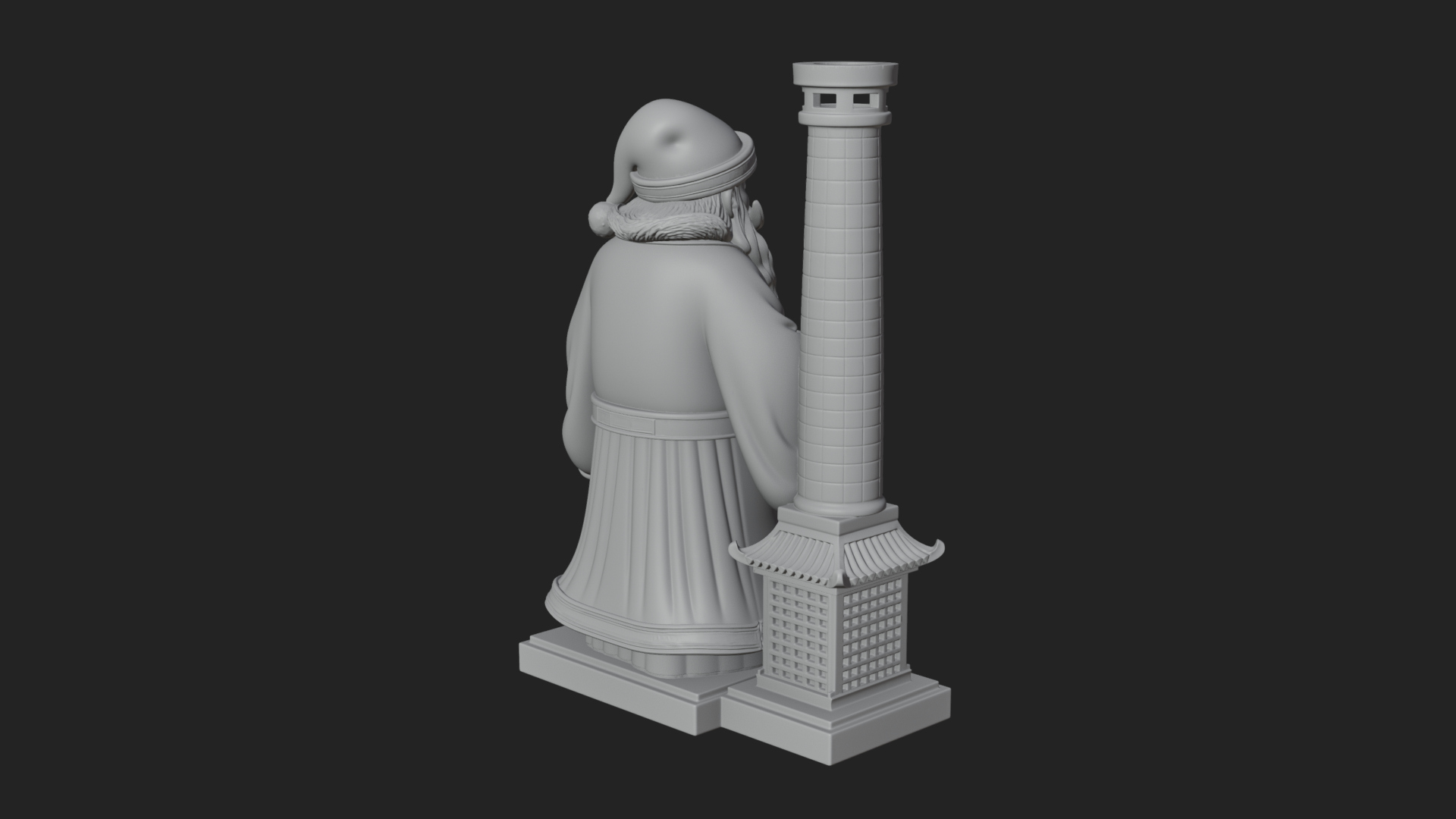 Chimney Side Santa Statue Design 3 3D Print Model 3D Model
