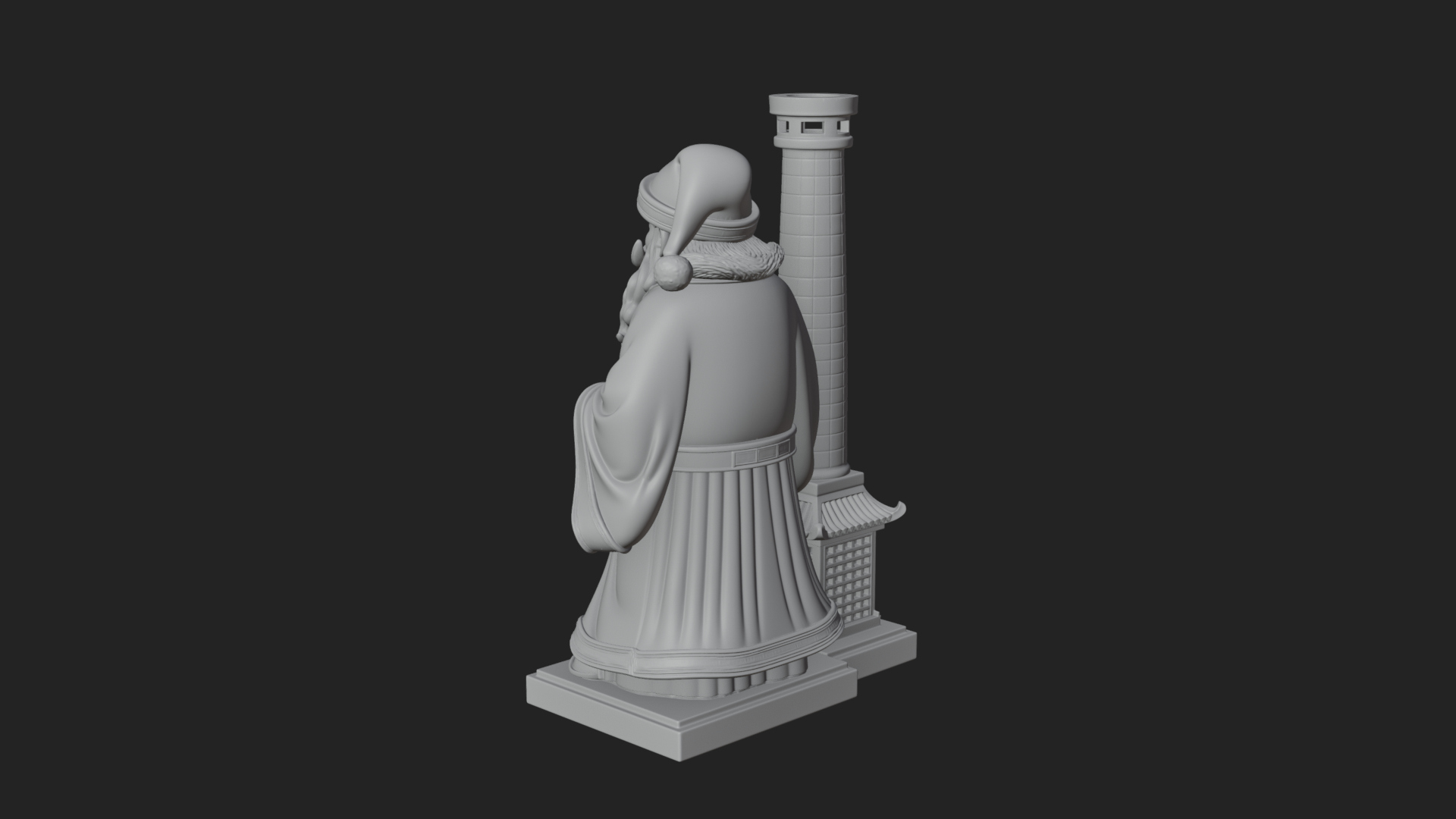 Chimney Side Santa Statue Design 3 3D Print Model 3D Model