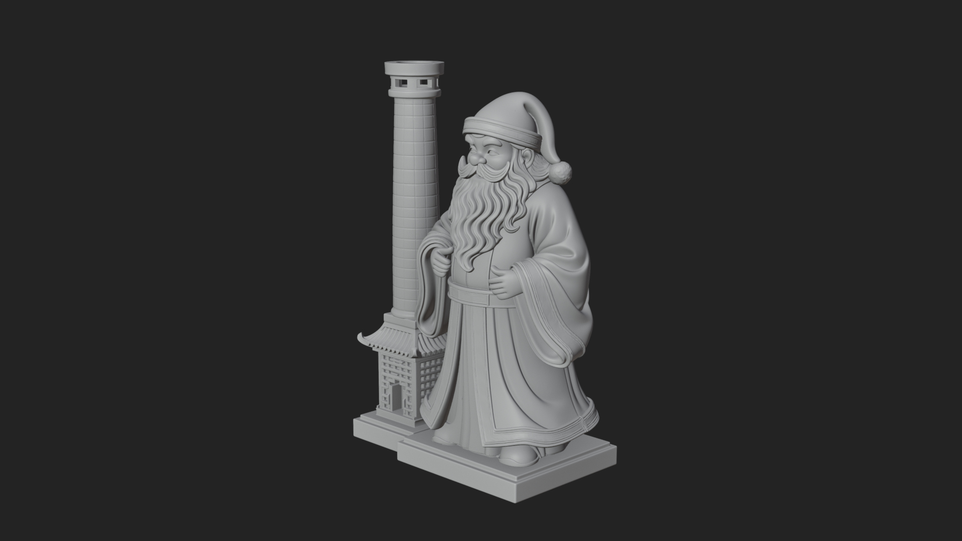 Chimney Side Santa Statue Design 3 3D Print Model 3D Model