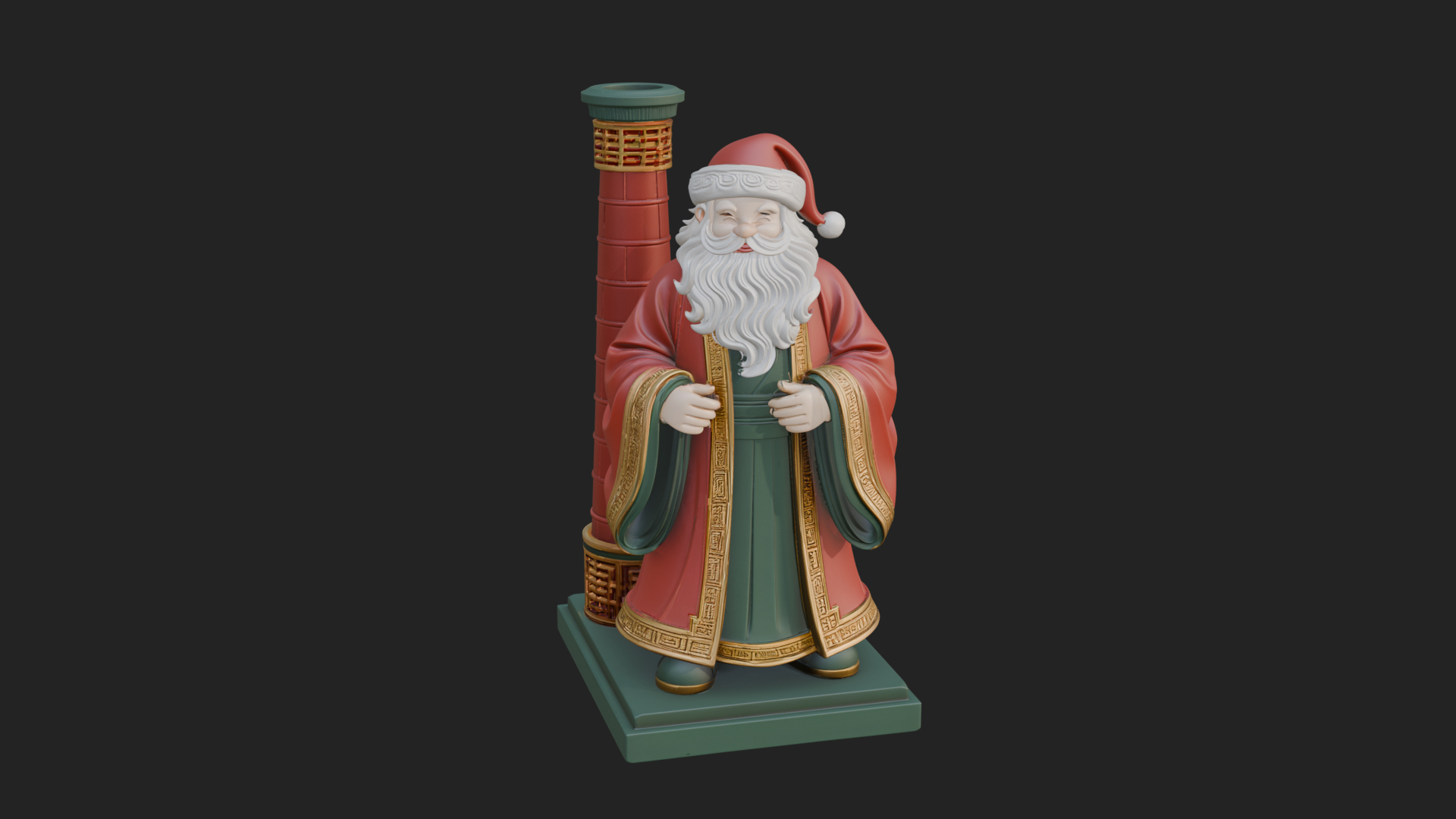 Chimney Side Santa Statue Design 4 3D Print Model 3D Model