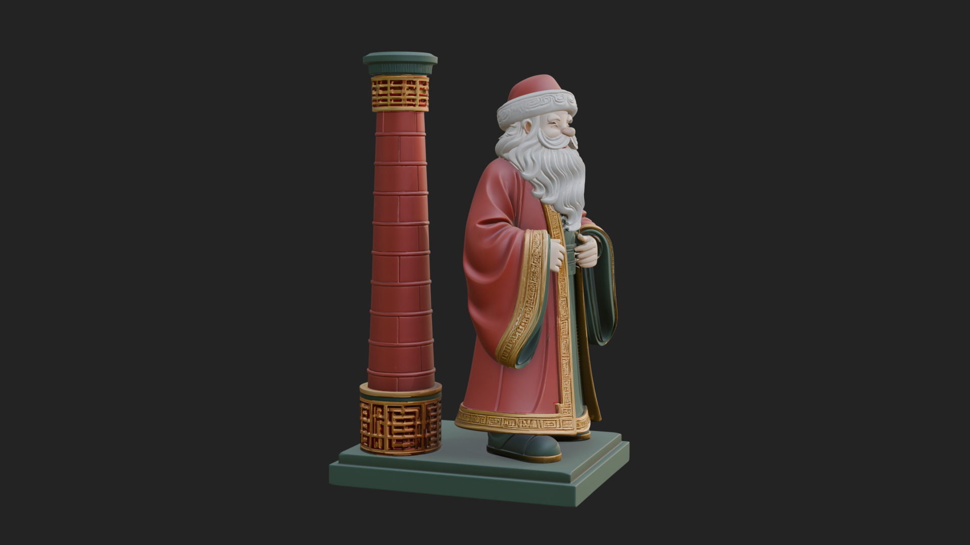 Chimney Side Santa Statue Design 4 3D Print Model 3D Model