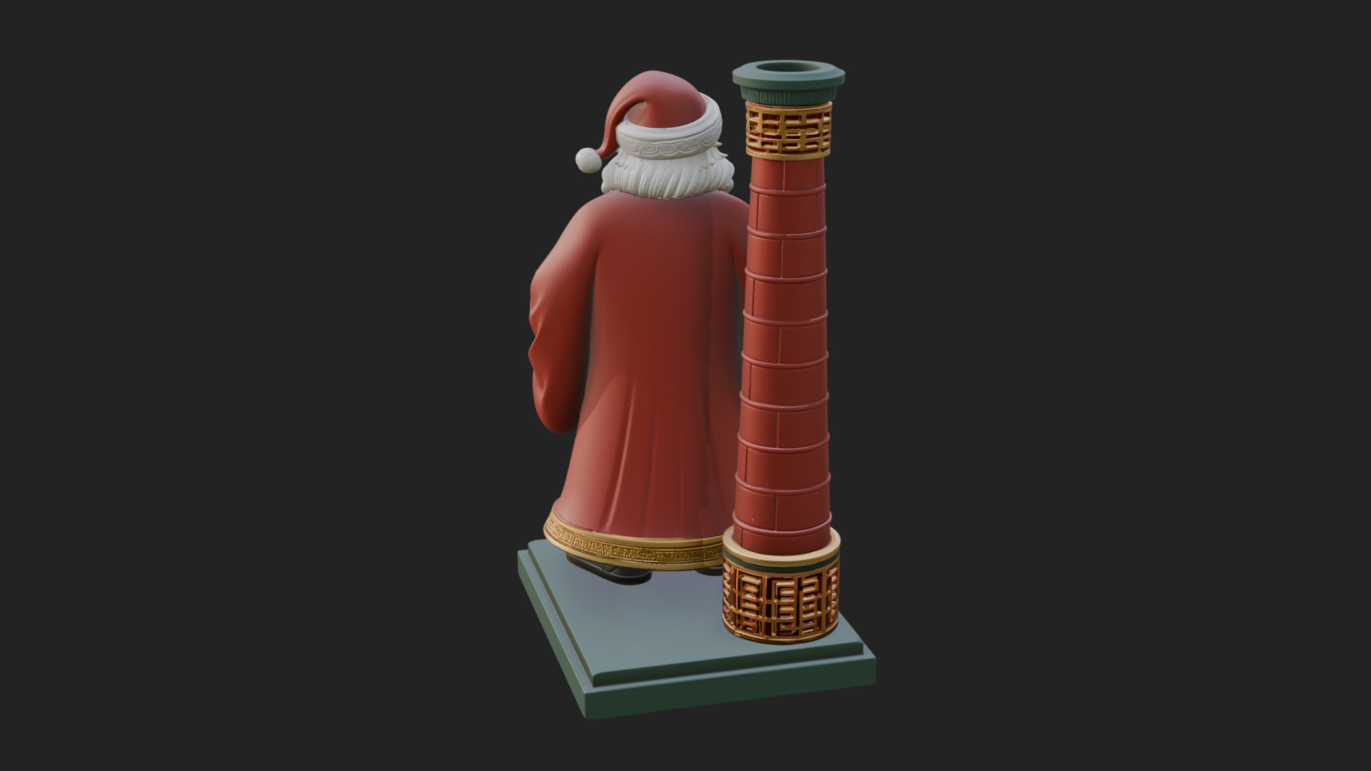 Chimney Side Santa Statue Design 4 3D Print Model 3D Model