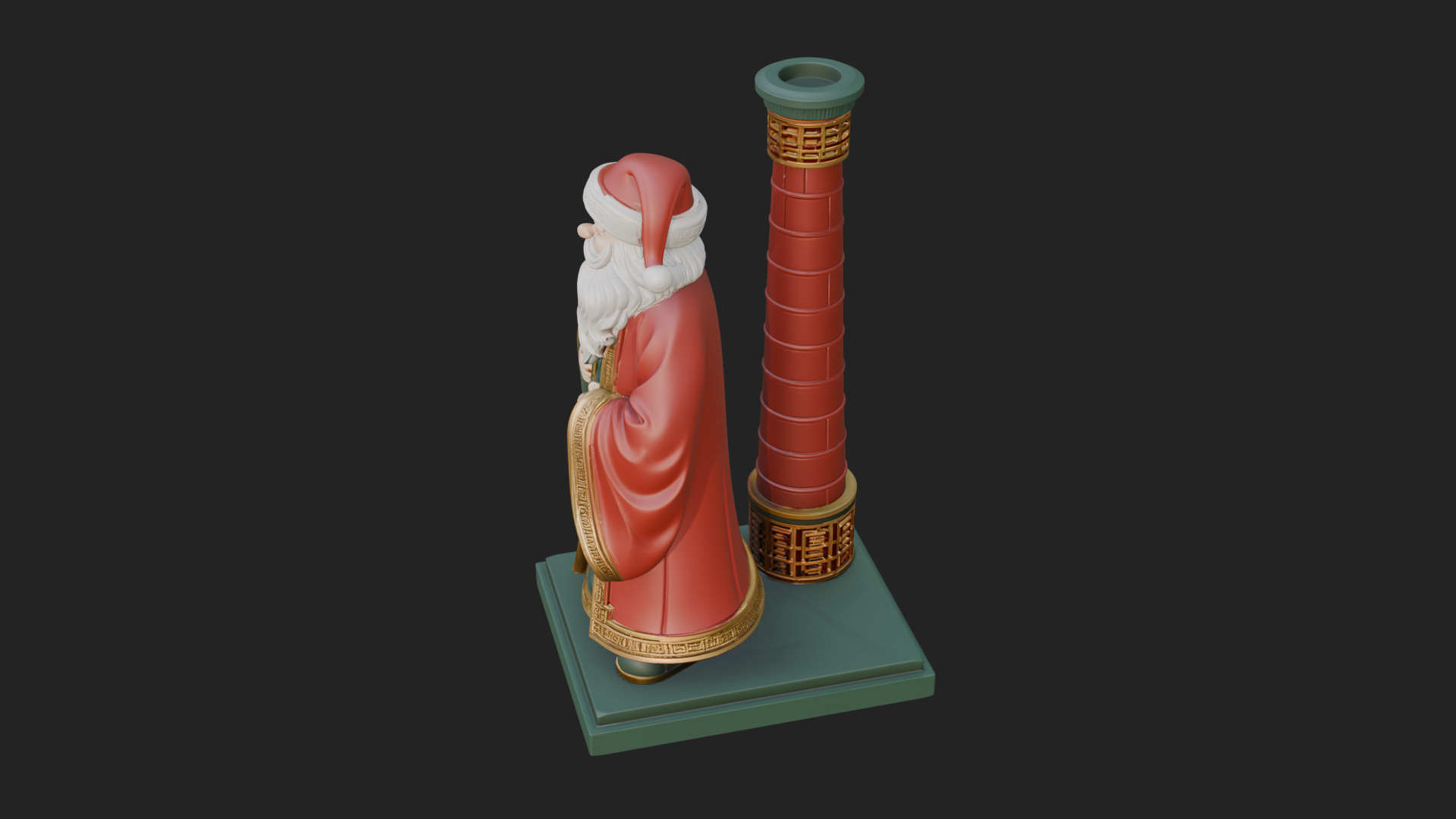 Chimney Side Santa Statue Design 4 3D Print Model 3D Model