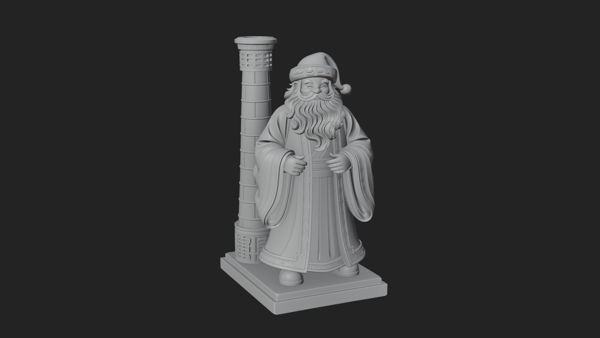 Chimney Side Santa Statue Design 4 3D Print Model 3D Model