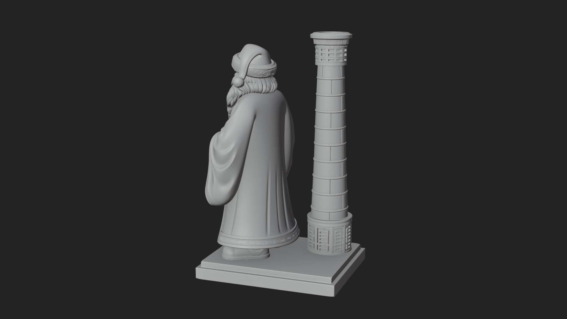 Chimney Side Santa Statue Design 4 3D Print Model 3D Model