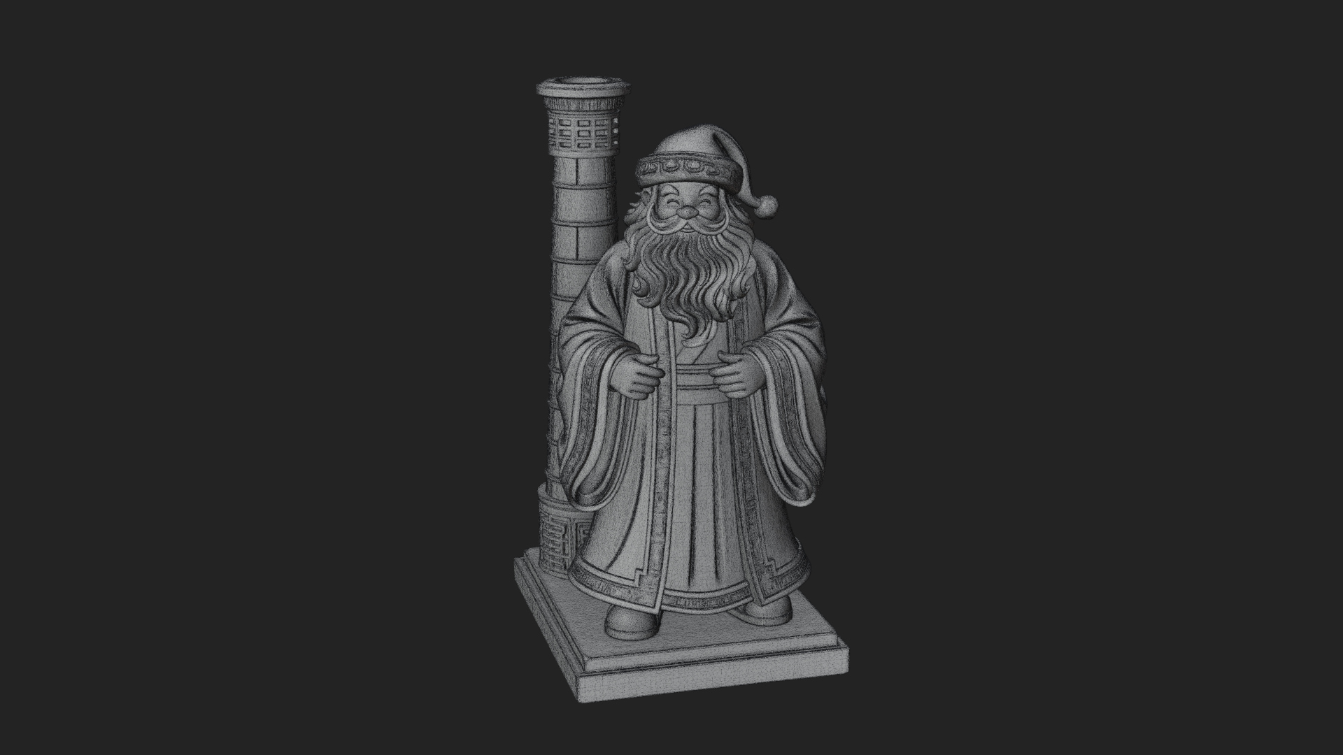 Chimney Side Santa Statue Design 4 3D Print Model 3D Model