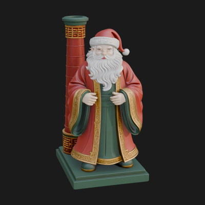 Chimney Side Santa Statue Design 4 3D Print Model