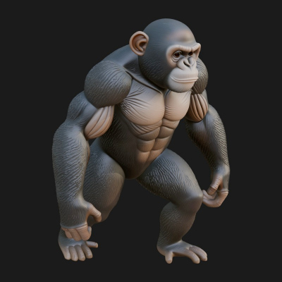Chimpanzee Statue Design 2 3D Print Model