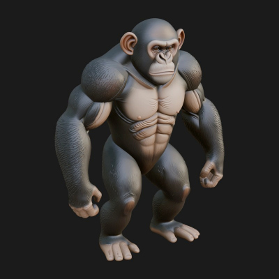 Chimpanzee Statue Design 4 3D Print Model