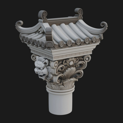 Chinese Column Capital Model Design 1 3D Print Model