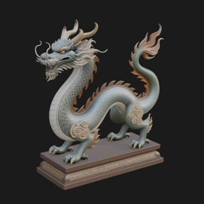 Chinese Dragon Statue Design 1 3D Print Model