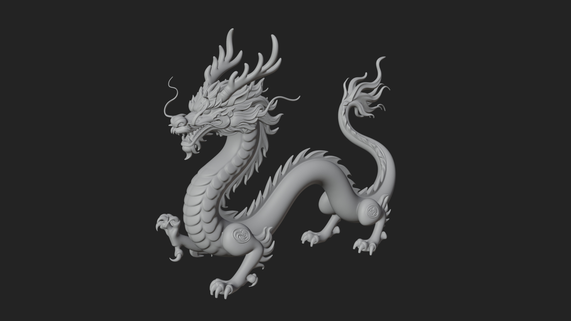 Chinese Dragon Statue Design 11 3D Print Model 3D Model