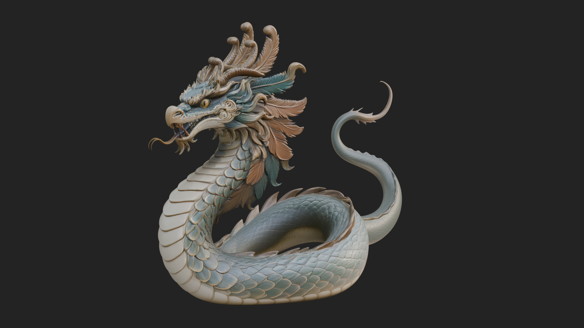 Chinese Dragon Statue Design 12 3D Print Model 3D Model