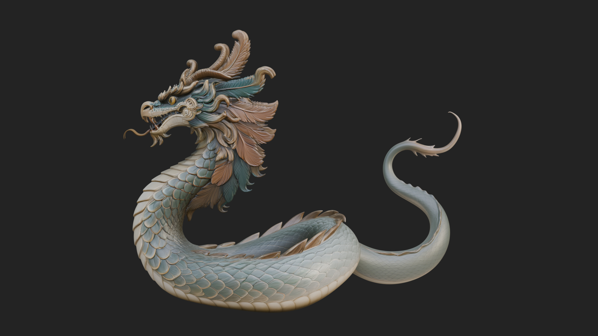 Chinese Dragon Statue Design 12 3D Print Model 3D Model