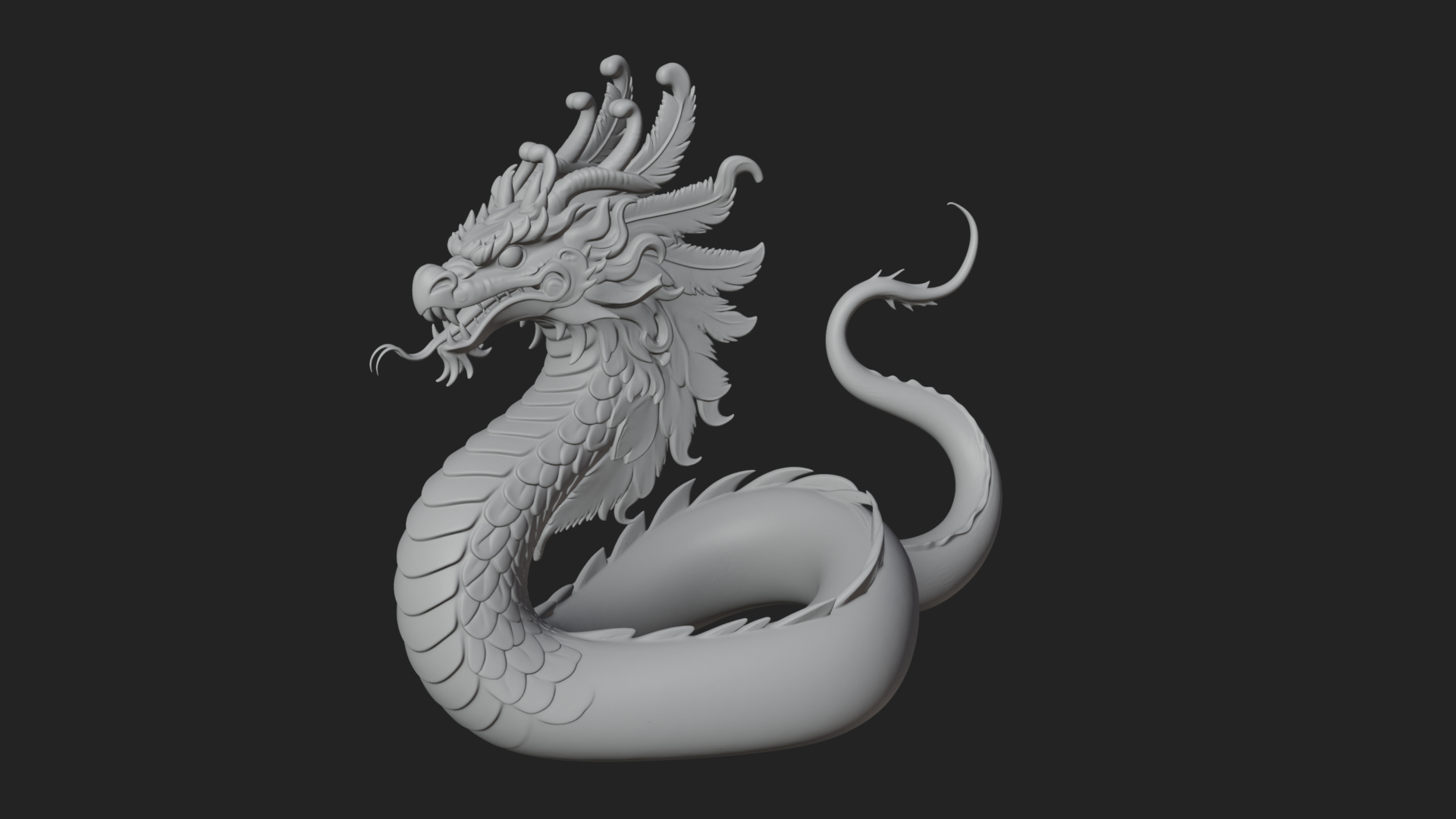Chinese Dragon Statue Design 12 3D Print Model 3D Model