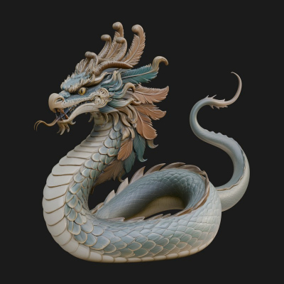 Chinese Dragon Statue Design 12 3D Print Model