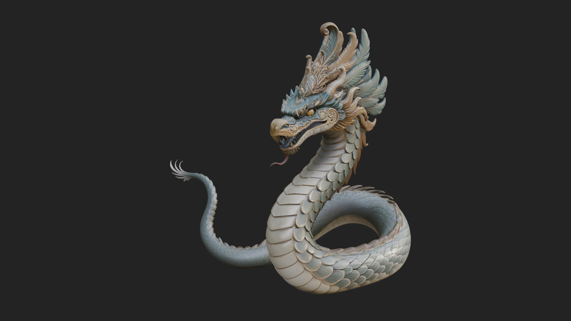 Chinese Dragon Statue Design 13 3D Print Model 3D Model