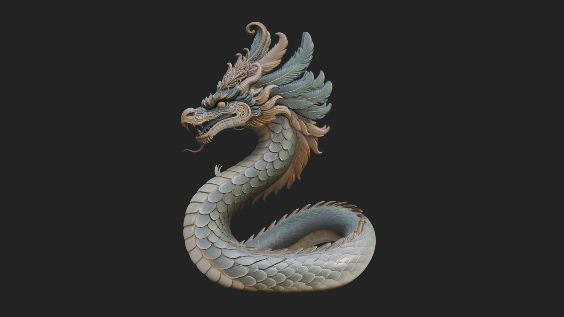 Chinese Dragon Statue Design 13 3D Print Model 3D Model