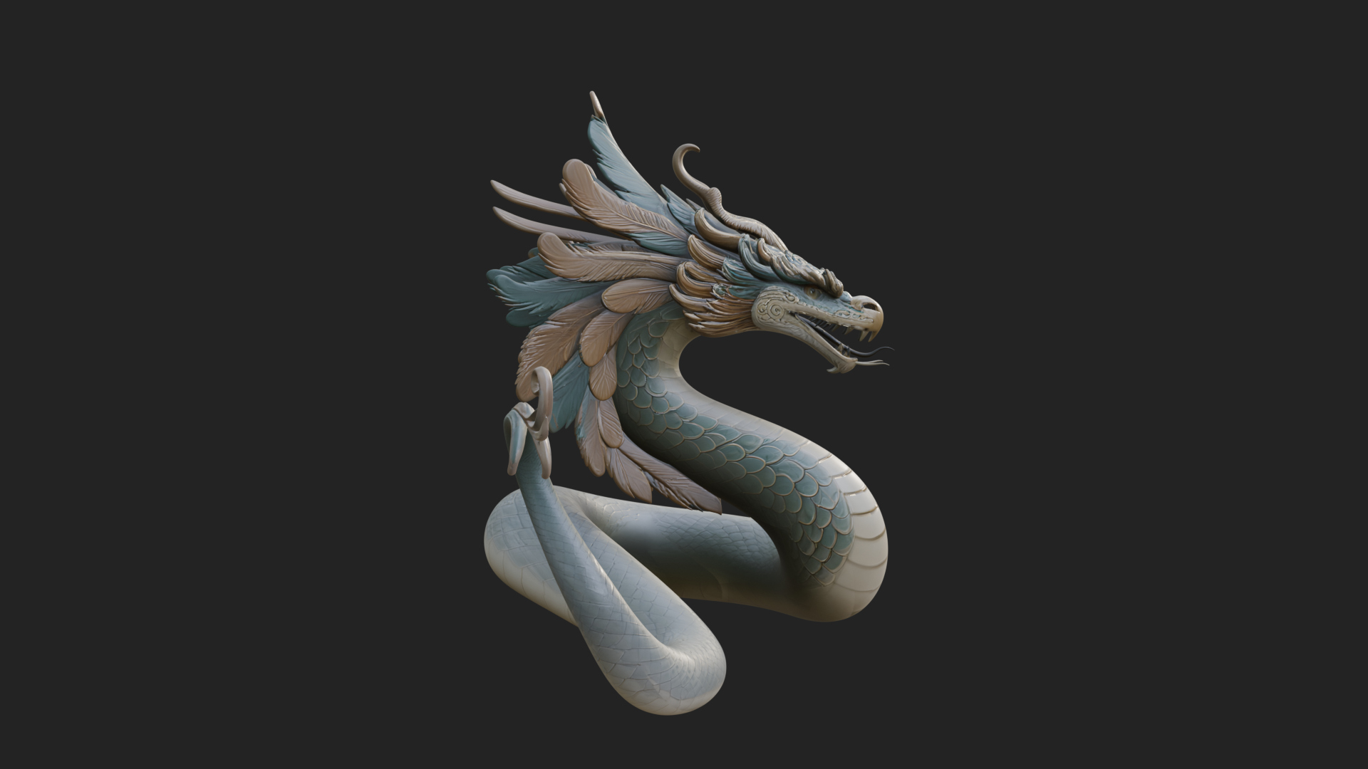Chinese Dragon Statue Design 14 3D Print Model 3D Model