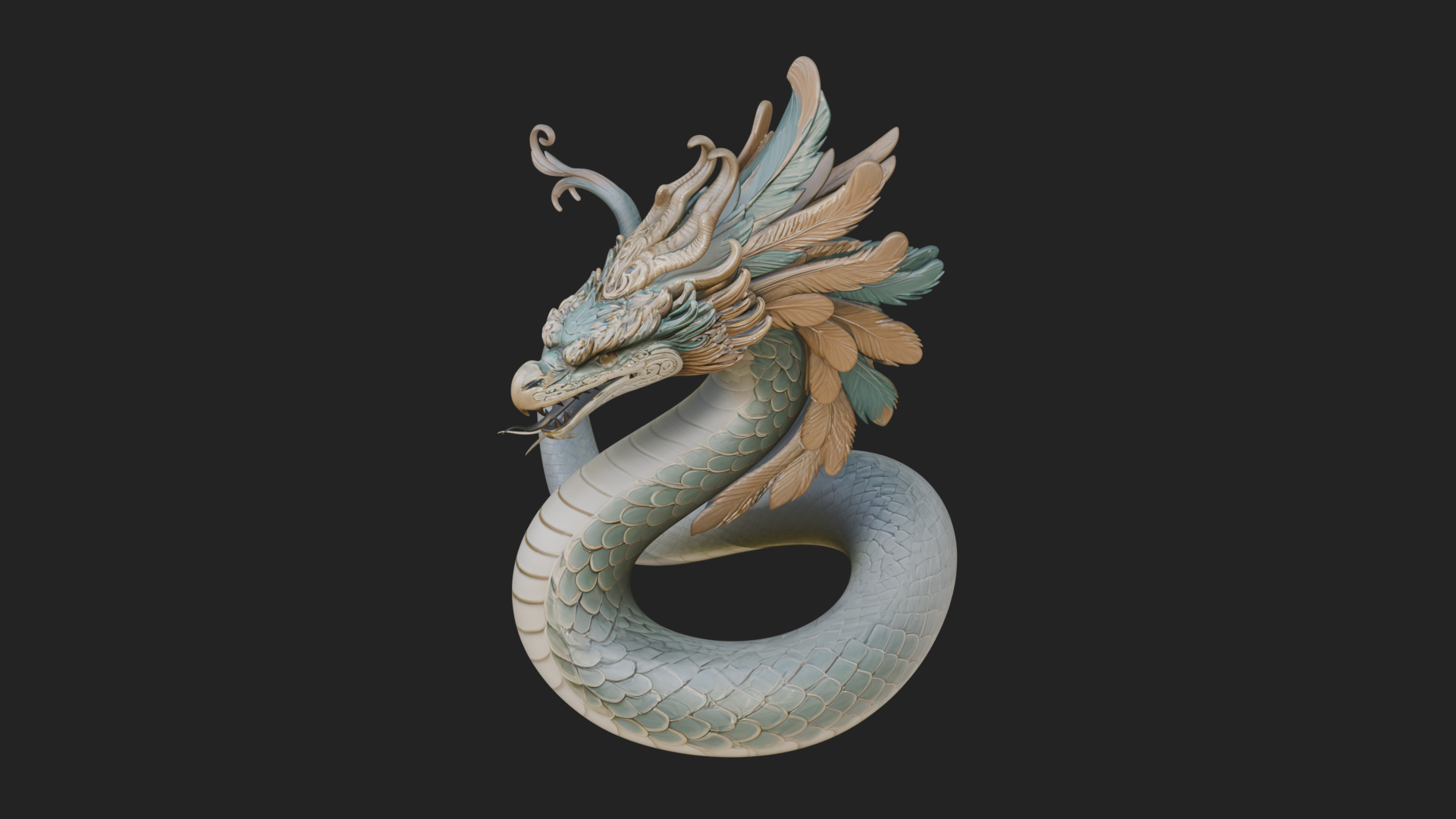 Chinese Dragon Statue Design 14 3D Print Model 3D Model