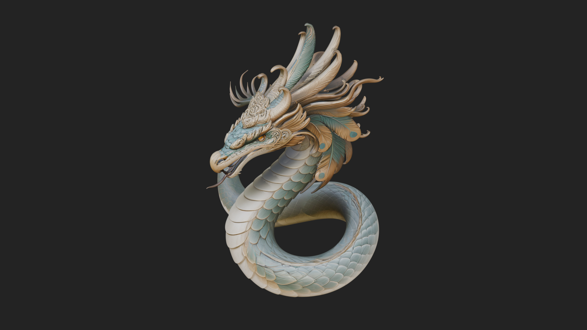 Chinese Dragon Statue Design 15 3D Print Model 3D Model