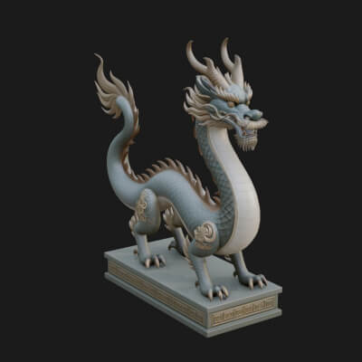 Chinese Dragon Statue Design 4 3D Print Model