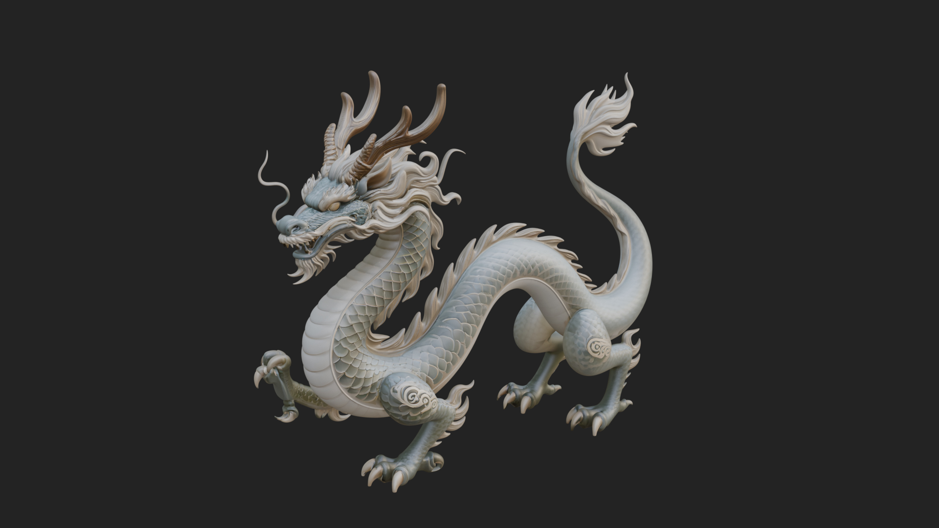 Chinese Dragon Statue Design 5 3D Print Model 3D Model