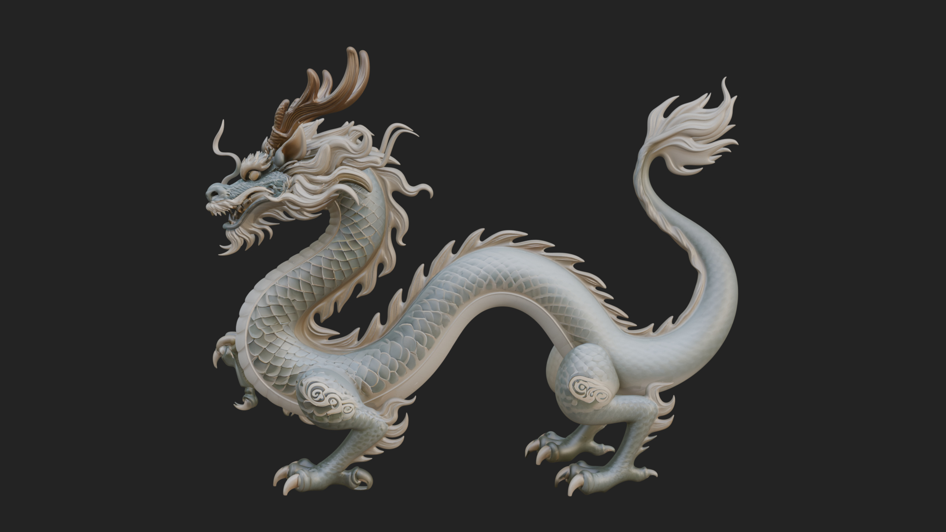 Chinese Dragon Statue Design 5 3D Print Model 3D Model